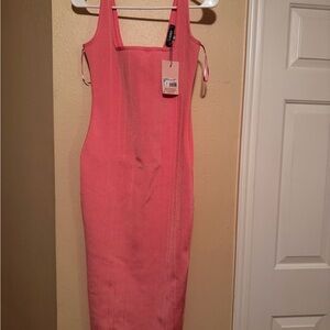 Missguided Pink Strapless Dress